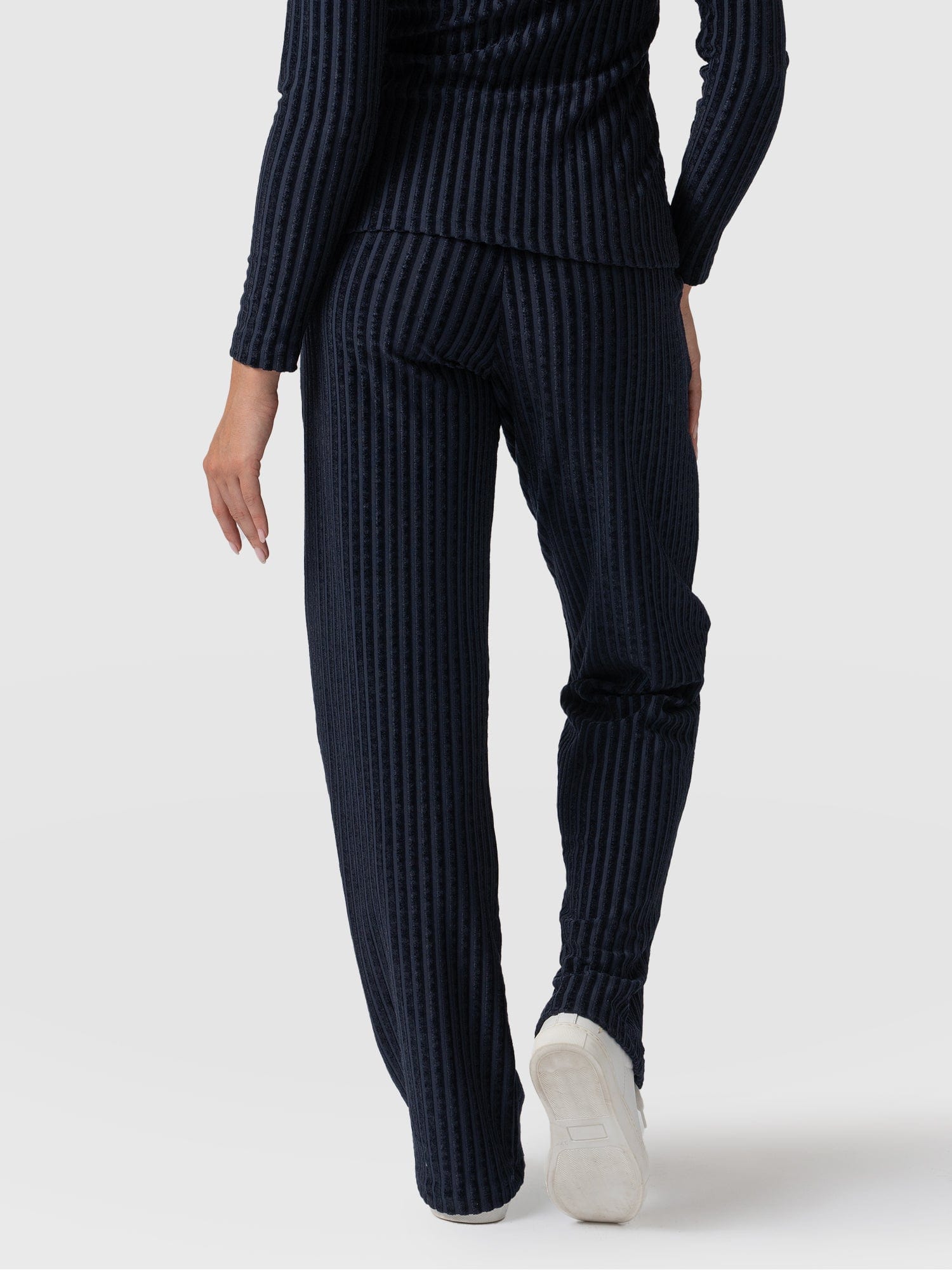 Apartment Pant Navy Stripe Velvet - Women's Pants | Saint + Sofia® USA